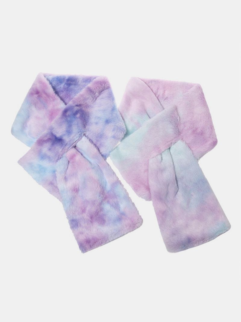 Kvinner Plysj Plus Thicken Tie-dye Varmt Uformelt All-match Nakkebeskyttelsesskjerf