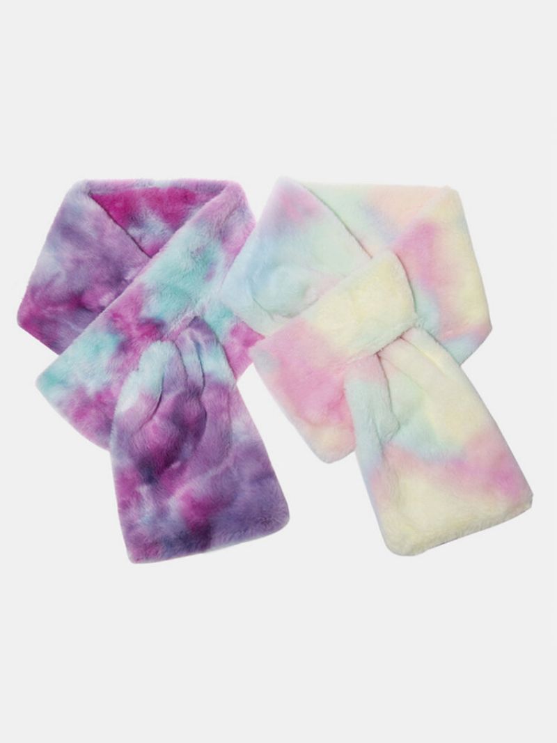 Kvinner Plysj Plus Thicken Tie-dye Varmt Uformelt All-match Nakkebeskyttelsesskjerf