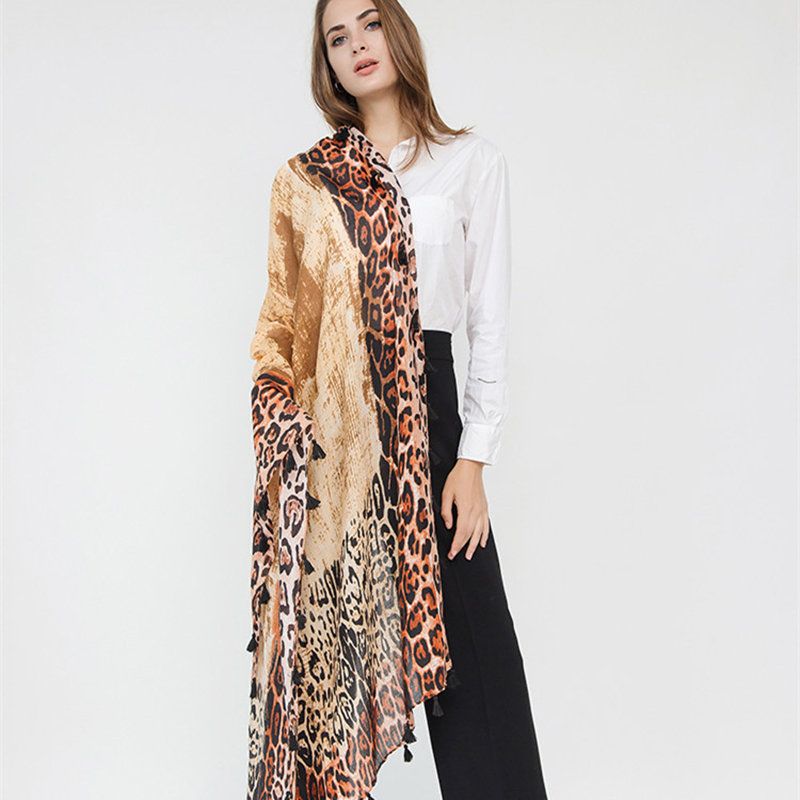 Kvinner Varm Polyester Leopard Nyttig Reise Wild Skjerf Utendørs Casual