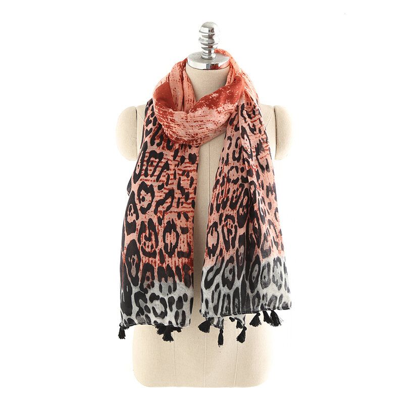 Kvinner Varm Polyester Leopard Nyttig Reise Wild Skjerf Utendørs Casual