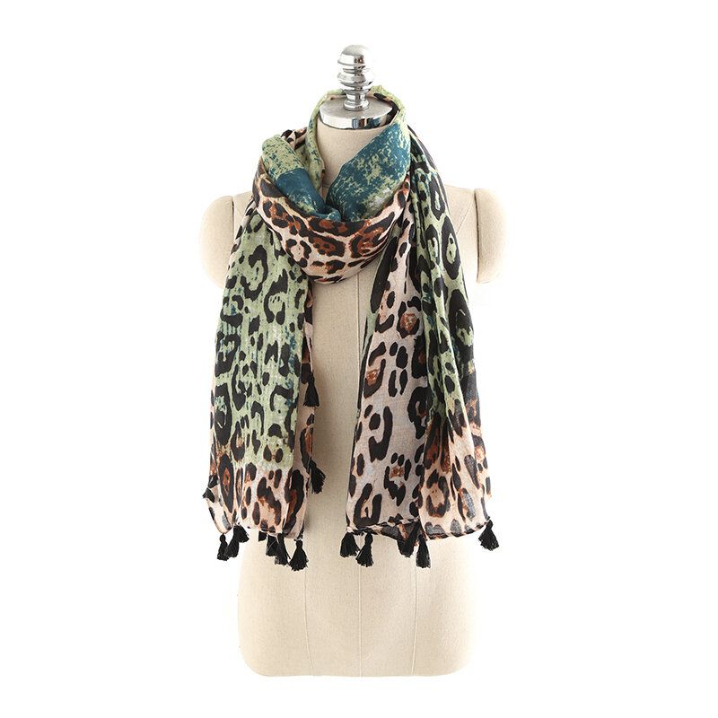 Kvinner Varm Polyester Leopard Nyttig Reise Wild Skjerf Utendørs Casual