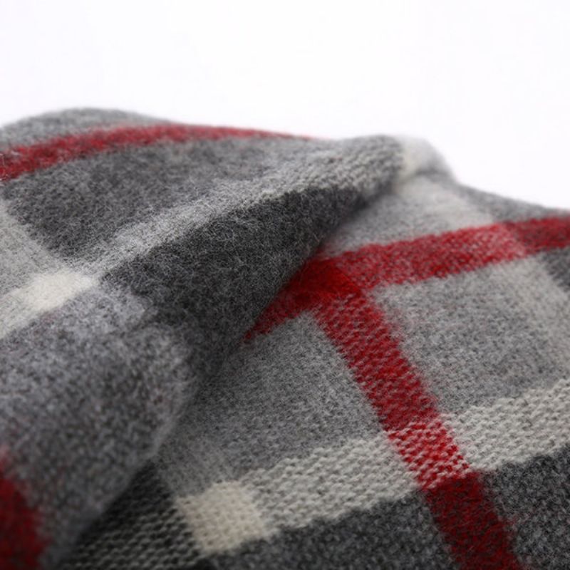 Kvinner Vinter Varm Tartan Cashmere Skjerf Ny Designer Rute Hette Wraps