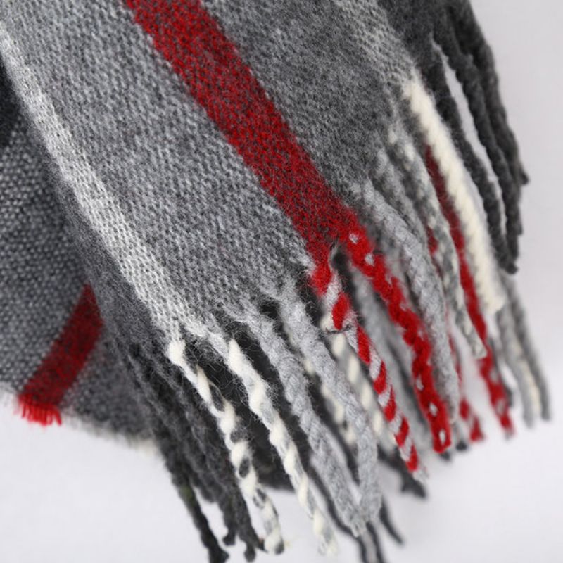 Kvinner Vinter Varm Tartan Cashmere Skjerf Ny Designer Rute Hette Wraps