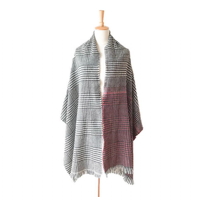 Nytt Cashmere Gradient Houndstooth Skjerf Akryl Dusk Krage Sjal For Kvinner