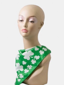 St. Patrick's Day Shamrock-tørkle Bomullsgrønn Shamrock-mønster Turban Square