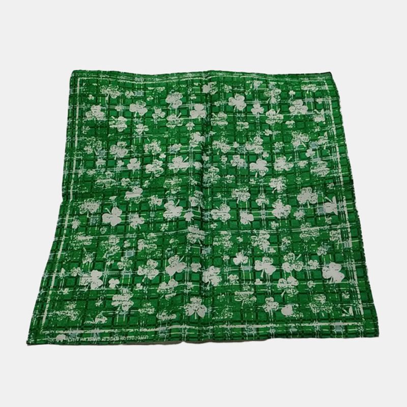 St. Patrick's Day Shamrock-tørkle Bomullsgrønn Shamrock-mønster Turban Square