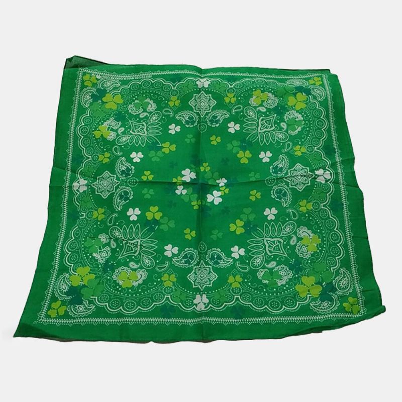 St. Patrick's Day Shamrock-tørkle Bomullsgrønn Shamrock-mønster Turban Square