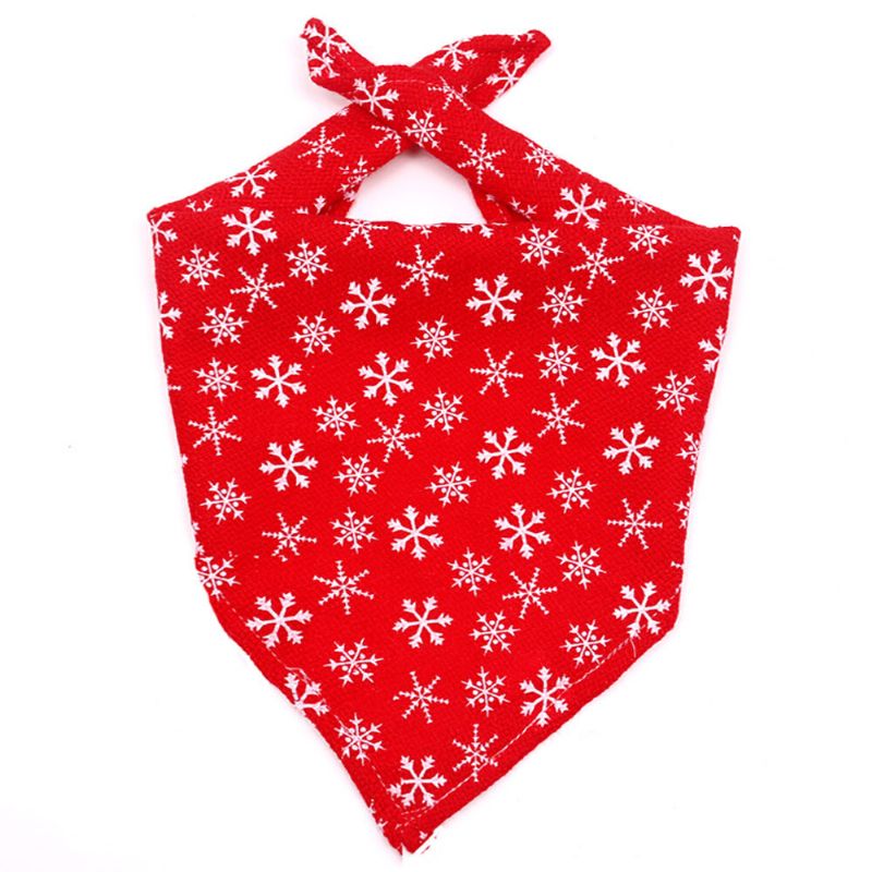 1 Stk Christmas Triangle Skjerf Klassisk Rutet Snowflake Dog Pet Bomull Spytt Håndkle