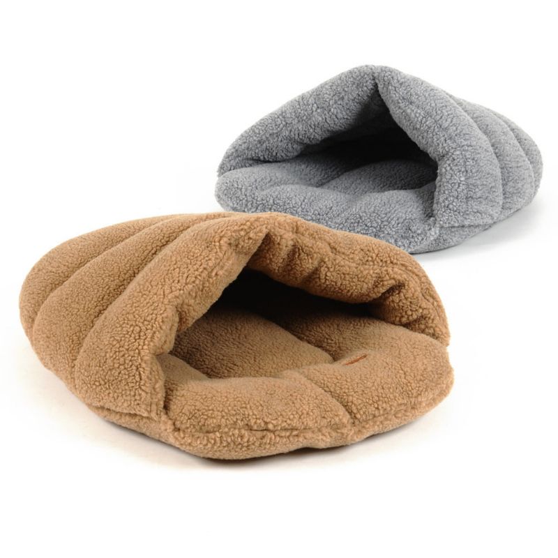 2 Farger Shearling Velvet Pet Slipper Sovepose Kennel Dog Cat Cave Bed