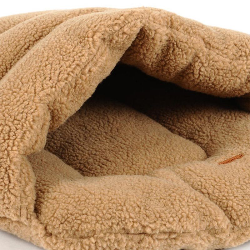 2 Farger Shearling Velvet Pet Slipper Sovepose Kennel Dog Cat Cave Bed