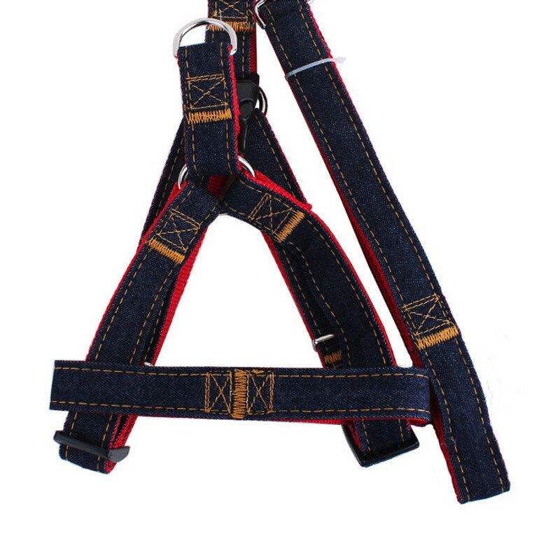 3 Farger Jean Denim Leash Harness Hundehalsbånd Kjede Cat Tau Belte Justerbar