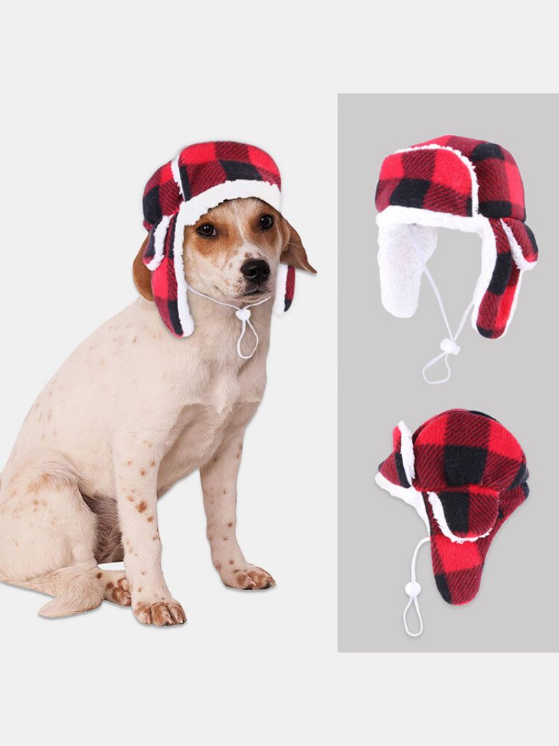 Christmas Pet Hat Beret Plus Velvet Høst Og Vinter Stor Hund Gyldent Hår Varm Og Vindtett Hette