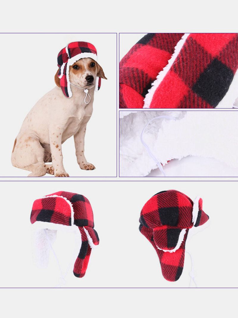 Christmas Pet Hat Beret Plus Velvet Høst Og Vinter Stor Hund Gyldent Hår Varm Og Vindtett Hette