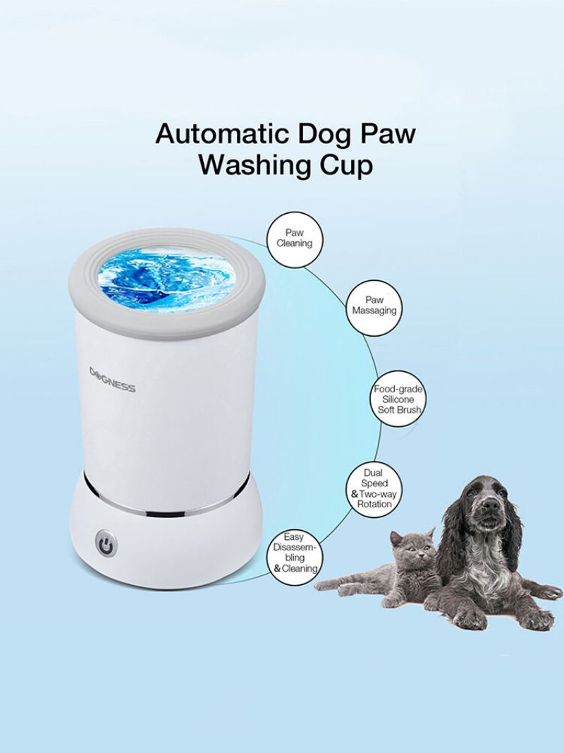 Dogness Automatic Dog Paw Cleaner Usb-lading Dog Paw Washer Cup Bærbar Pet Paw Med Myke Silikonbørster Hundefotvasker For Hunde- Og Kattestell Med Gjørmete Poter