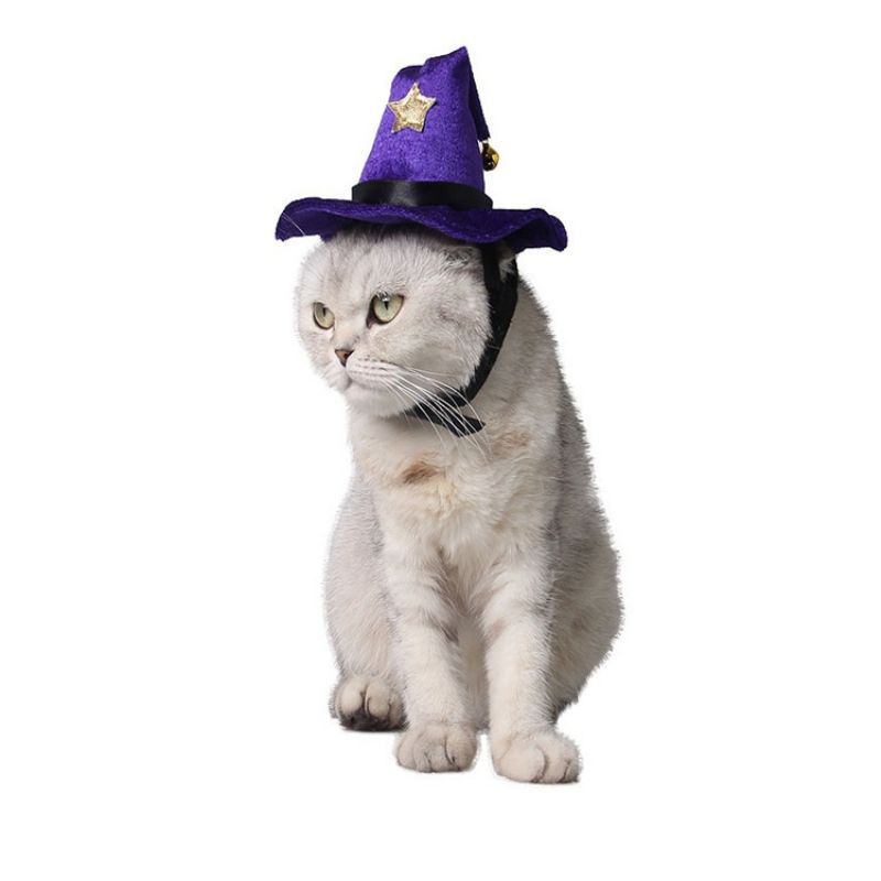 Halloween Tilbehør Lilla Katt Festrekvisita Justerbar Cross Dress Pet Hat