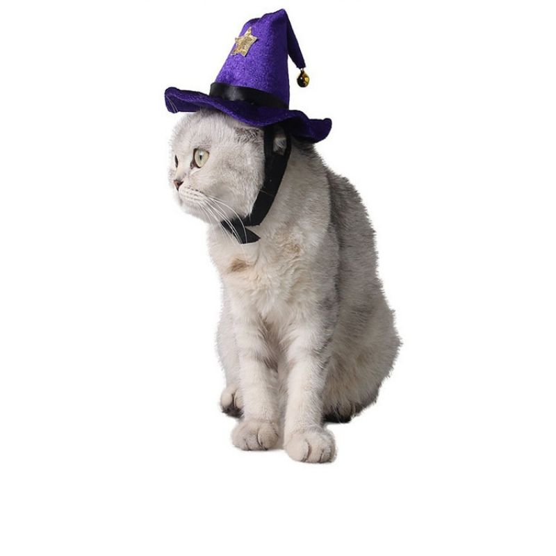 Halloween Tilbehør Lilla Katt Festrekvisita Justerbar Cross Dress Pet Hat