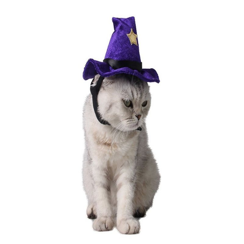 Halloween Tilbehør Lilla Katt Festrekvisita Justerbar Cross Dress Pet Hat