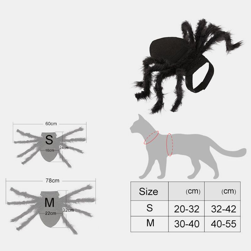 Kjæledyr Halloween Morsomme Edderkoppklær Katt Hund Skrekk Simulering Plysj Edderkopp Transformasjon Festkjole