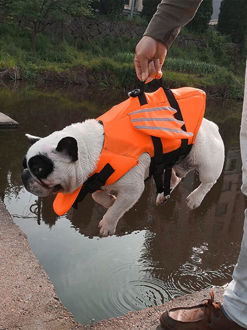 Kjæledyrhund Redningsvest Flytevest Svømming Safe Preserver Reflekterende Wing Design