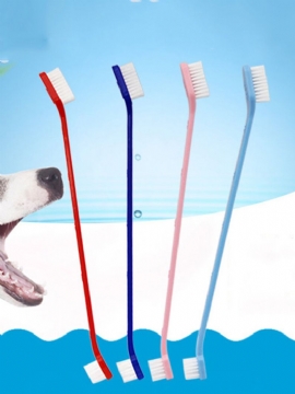 Kjæledyrsutstyr Kjæledyrtannbørste Høykvalitets Nylontråd Hundetannbørste Med Dobbelthode Tannbørste Hund Oral Rengjøring