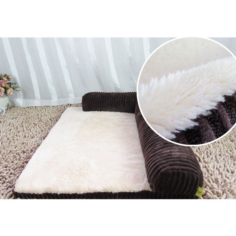 Luksus Corduroy Bolster Pet Dog Sovesofa Valp Fleece Sengematte For Stor Hund