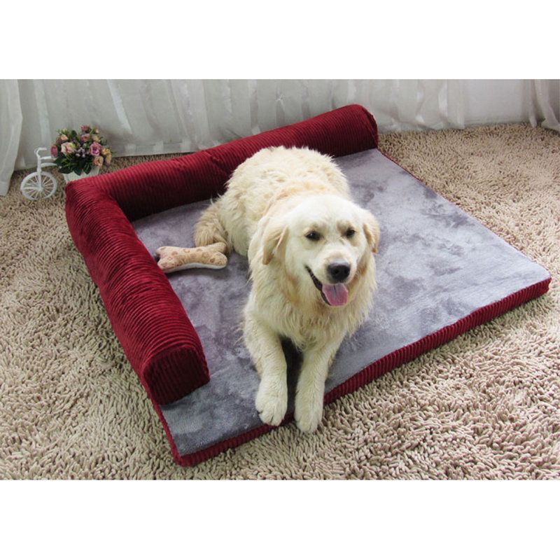 Luksus Corduroy Bolster Pet Dog Sovesofa Valp Fleece Sengematte For Stor Hund