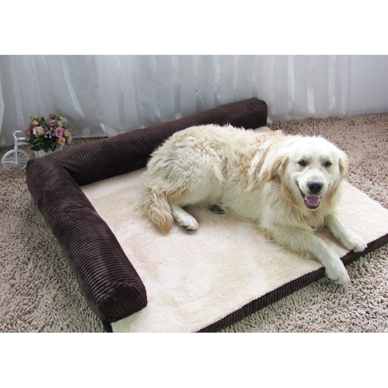 Luksus Corduroy Bolster Pet Dog Sovesofa Valp Fleece Sengematte For Stor Hund