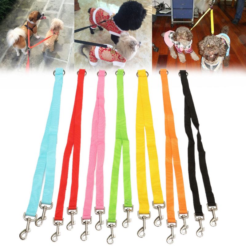 Polyester Duplex Dobbel Hundekobling Twin Lead 2 Way Two Pet Walking Leash Safety