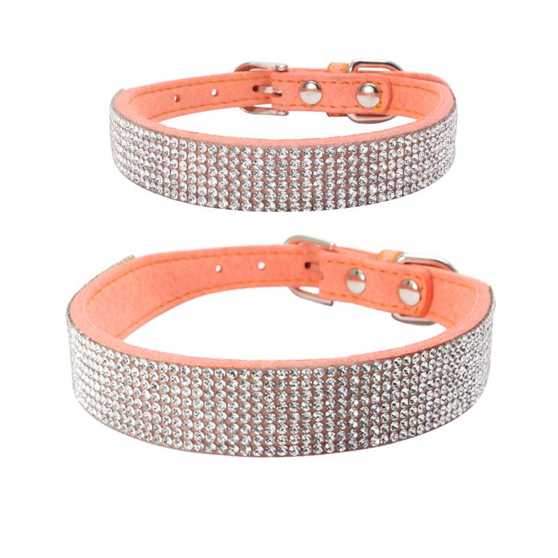 Shiny Rhinestone Hot Diamond Kjæledyrhalsbånd Microfiber Slitesterk Hundehalsbånd Myk Og Komfortabel Kattehalsbånd