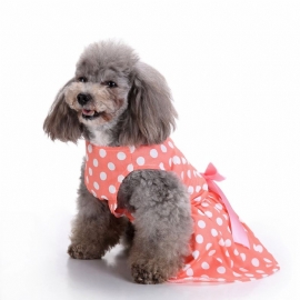 Vintage Polka Dot Kjæledyrklær For Hundekjole Cat Vest Skjorter