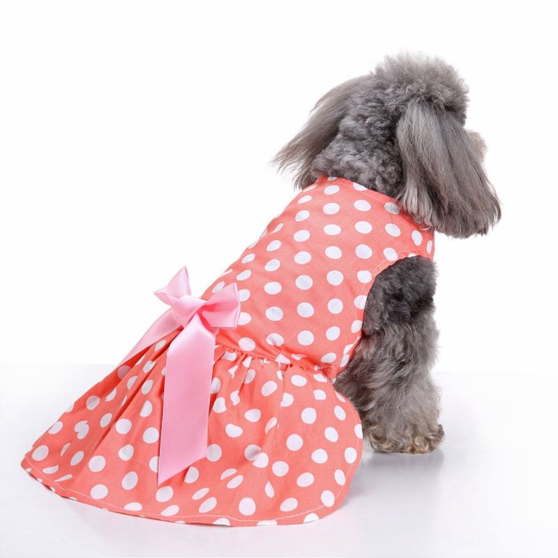 Vintage Polka Dot Kjæledyrklær For Hundekjole Cat Vest Skjorter