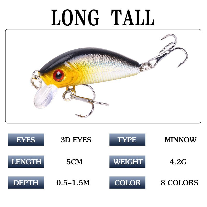 8 Stk Minnow Fishing Lure 50mm4.2g Topwater Hard Bait Wobbler Jig Crankbait Karpe Stripet Bass Pesca Fiskeutstyr Swimbait