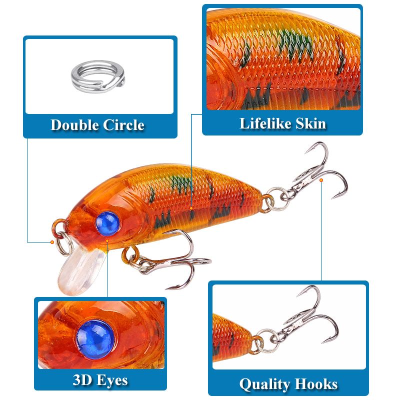 8 Stk Minnow Fishing Lure 50mm4.2g Topwater Hard Bait Wobbler Jig Crankbait Karpe Stripet Bass Pesca Fiskeutstyr Swimbait