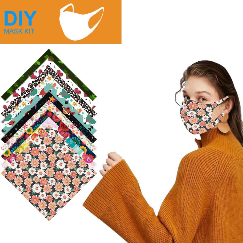 10 Stykker Materiell Diy Støvtette Motemasker Hjemmelagde Masker Trykte Elastiske Tøymasker