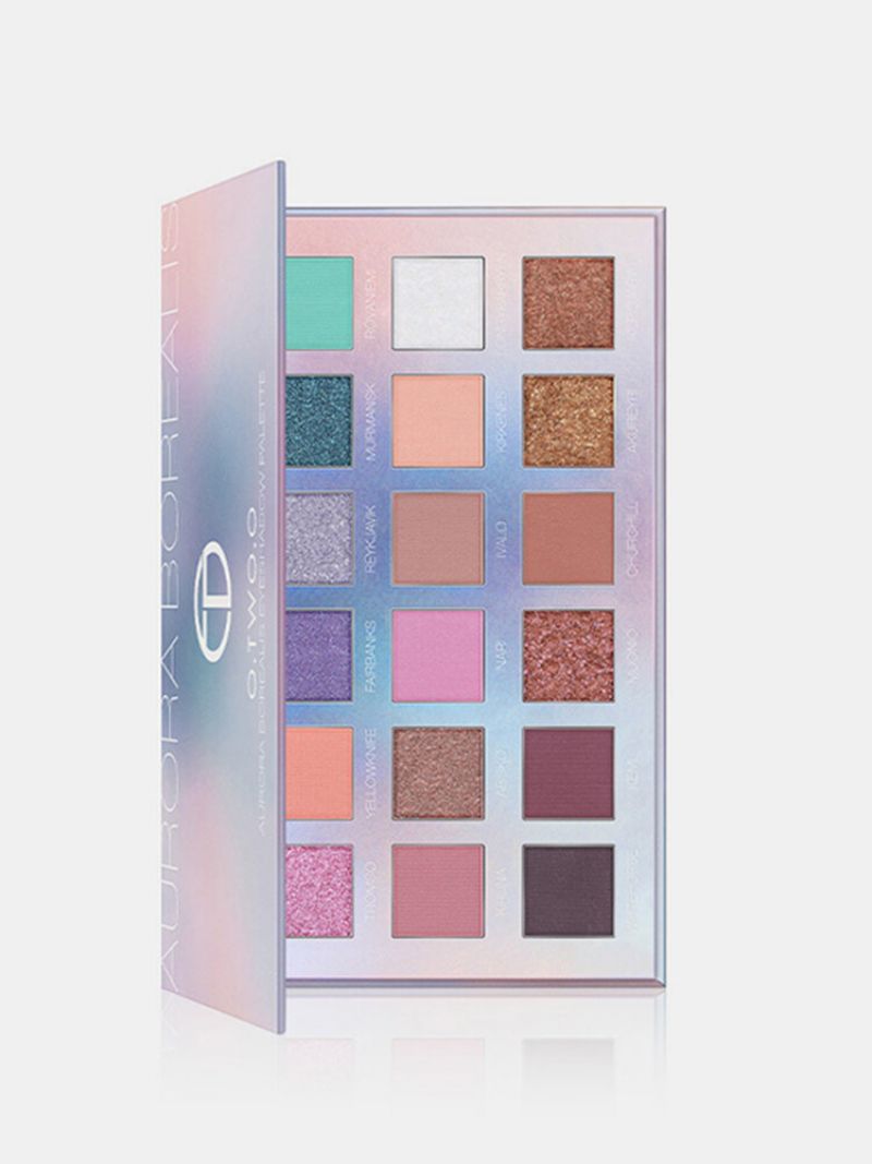 18 Farger Northern Lights Eyeshadow Palette Shining Glitter Glatt Øyenskygge Powder Shimmer