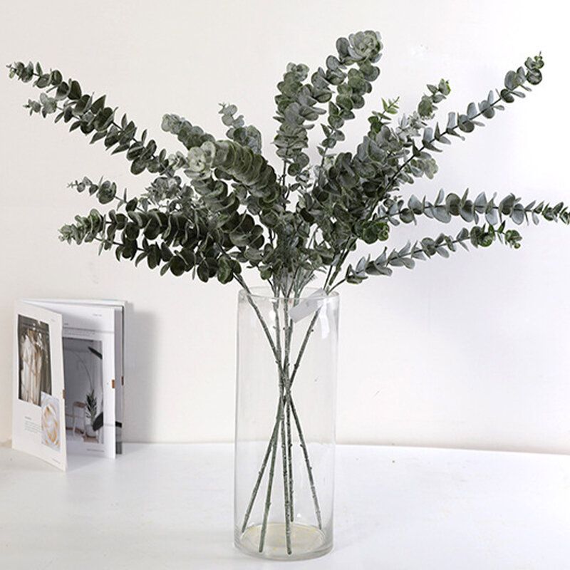 3/5/9 Forks Fake Plante Eucalyptus Leaves Bukett Hjemmehagedekor Kunstig Blomst Plastplanter