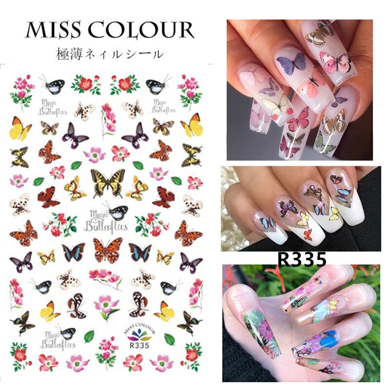 3d Fargerike Vanntett Butterfly Nail Art Stickers Vannmerke Diy Tips Decals Manikyr