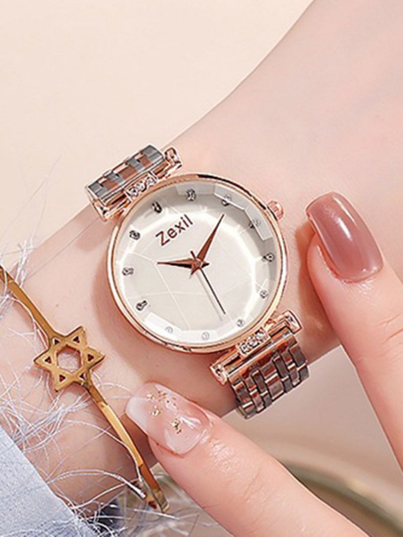 4 Farger Alloy Dame Trendy Watch Innlagt Rhinestone Dial Dekorativ Pointer Quartz