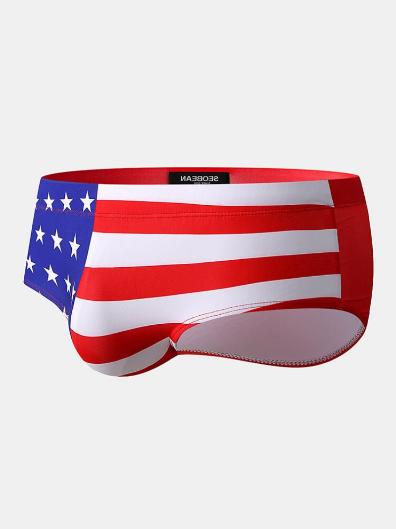America Flag Printing Badetøy Snørepose Sexy Badetruse For Menn
