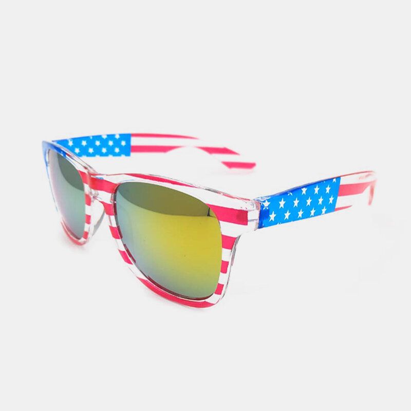 American America Usa Flag Solbriller Patriotic Clear Frame Klassisk 80-tallet