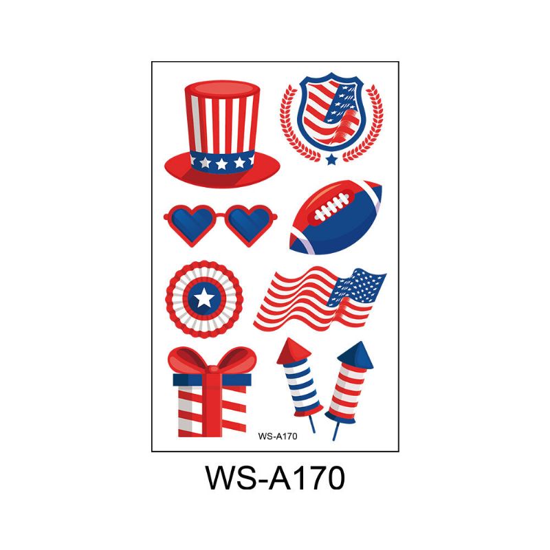 American Flag Tattoo Stickers Back Tie Knot Strømper Independence Day Party Rekvisitter Vanntette Klistremerker