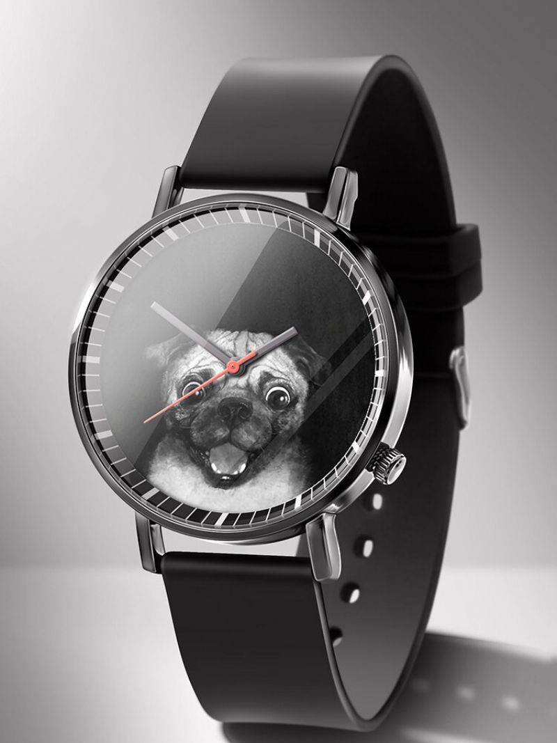 Animal Printed Men Business Watch Black-white Dogs Cats Pattern Women Quartz