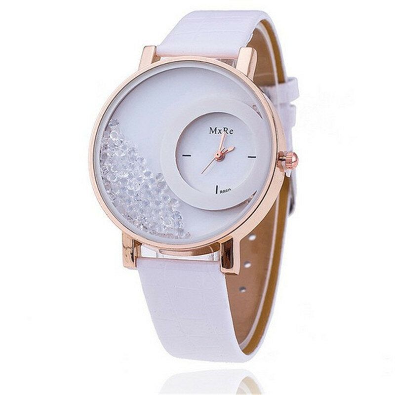 Casual Crystal Dame Watch Leather Waterproof Double Layer Quartz