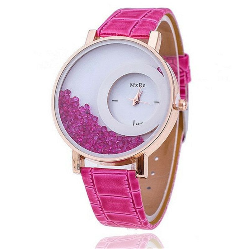 Casual Crystal Dame Watch Leather Waterproof Double Layer Quartz