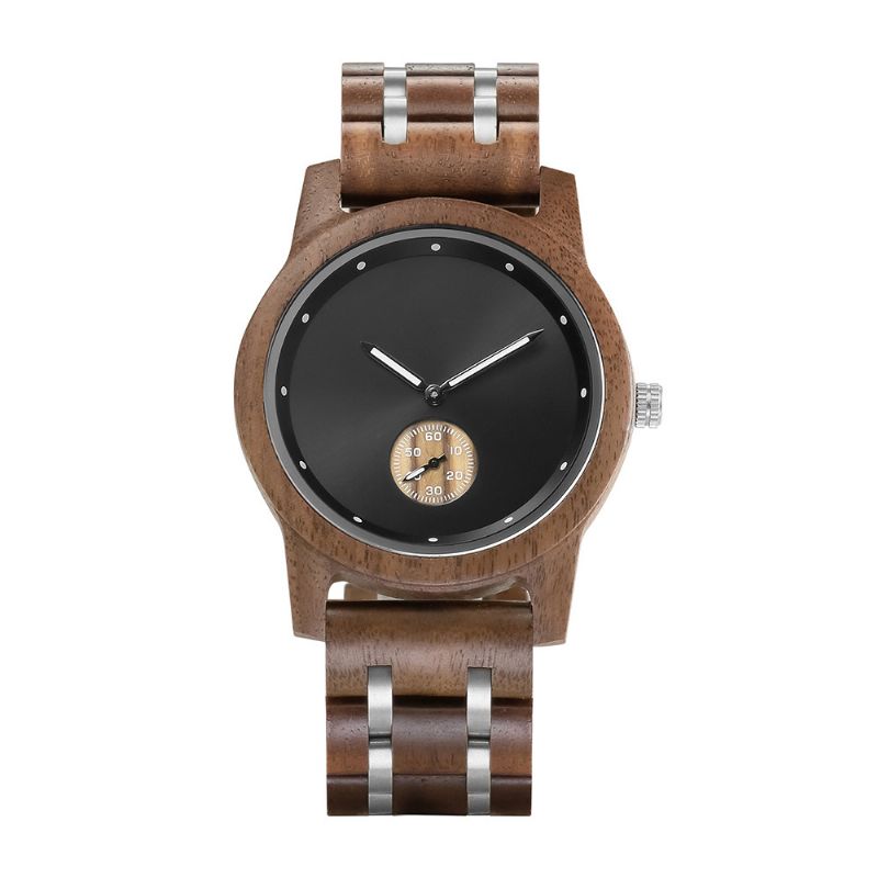 Casual Wood Watch Med Watchcase Og Armbånd For Unisex Bruk Vanntett Japansk Quartz Movement Tre-stål-blandet Armbåndsur