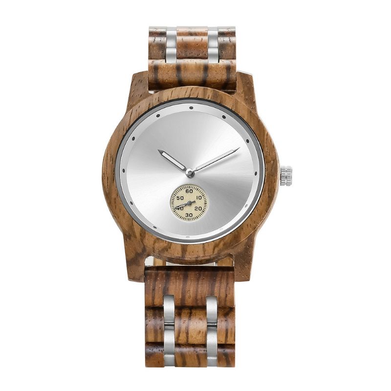 Casual Wood Watch Med Watchcase Og Armbånd For Unisex Bruk Vanntett Japansk Quartz Movement Tre-stål-blandet Armbåndsur