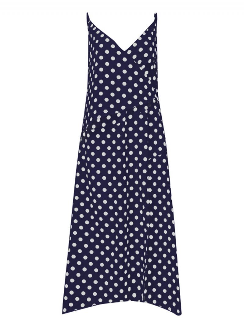 Chiffon Polka Dot Spaghetti Straps Plus Size Split Dress