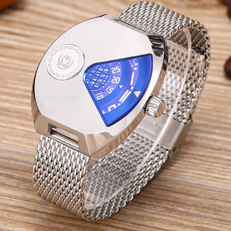 Creative Watch For Men Student Med Importert Quartz Movement Pustende Mesh Steel Watchrem