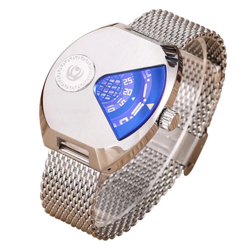 Creative Watch For Men Student Med Importert Quartz Movement Pustende Mesh Steel Watchrem