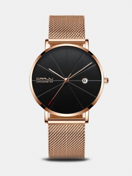 Crrju Unisex Ultra Thin Minimalist Watches Classic Date Rustfritt Stål Mesh Strap Business-klokker